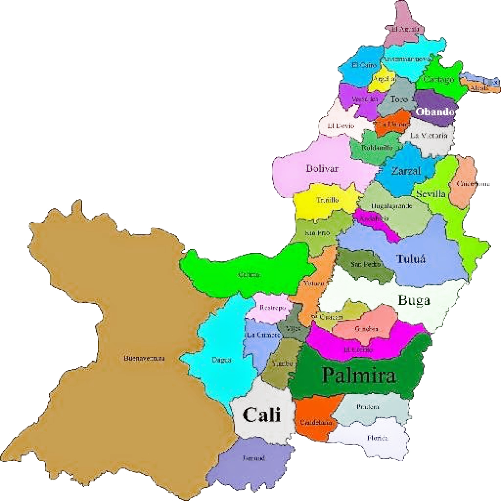 Mapa del Valle del Cauca